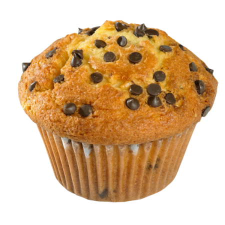 a muffin with chocolate chips on top