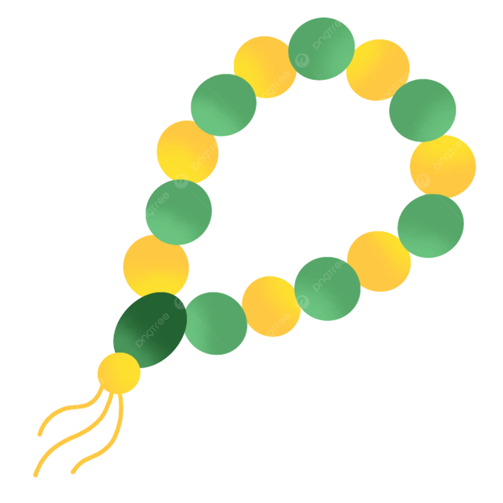 a green and yellow balloon with a white background