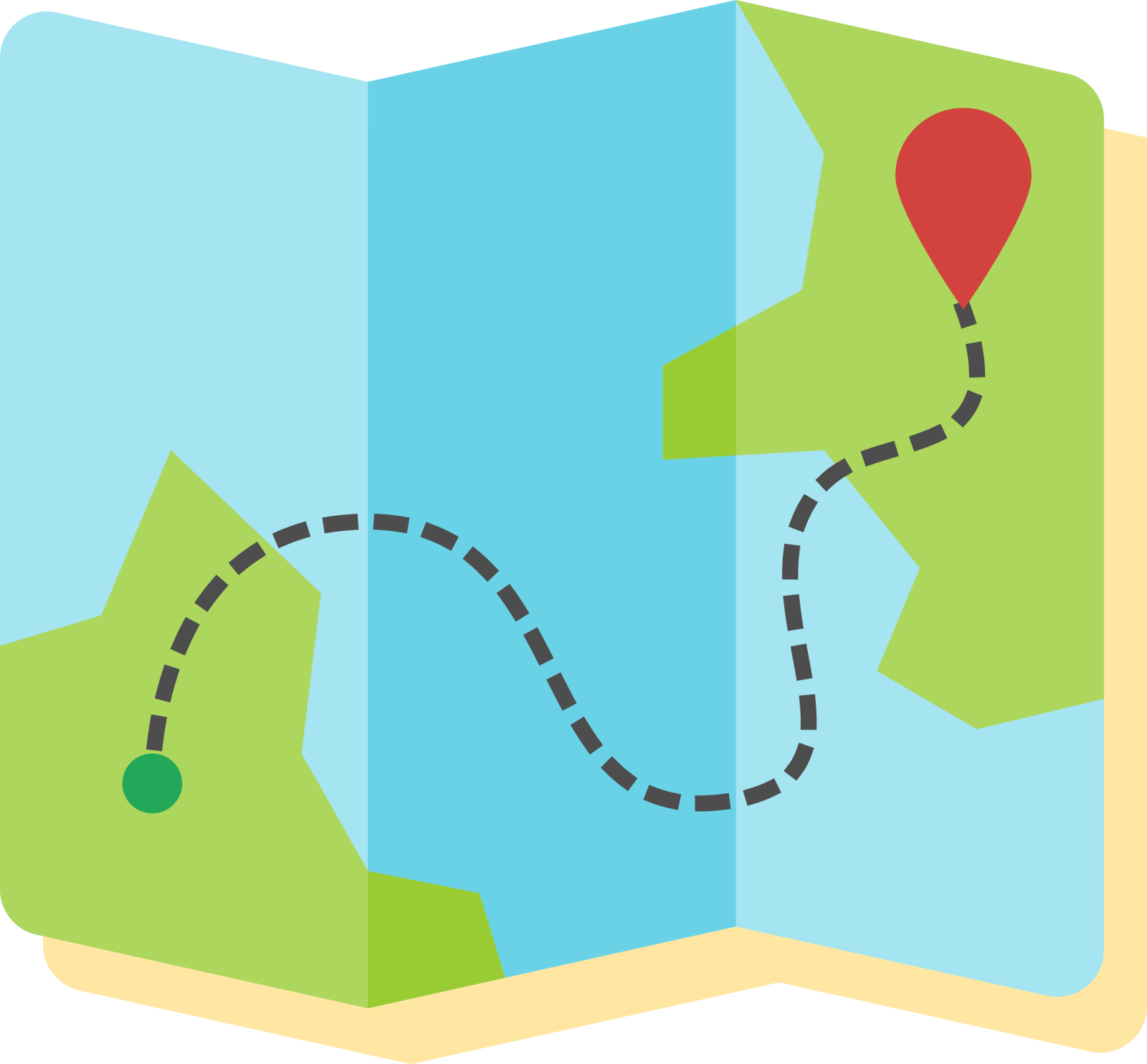 a map with a red balloon in the middle