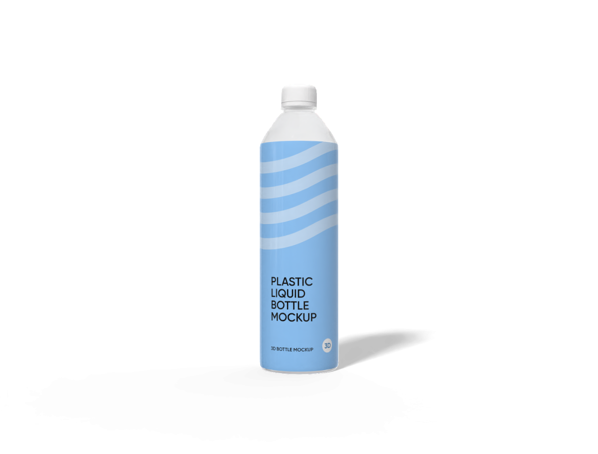 a blue plastic bottle with the words basic liquid on it