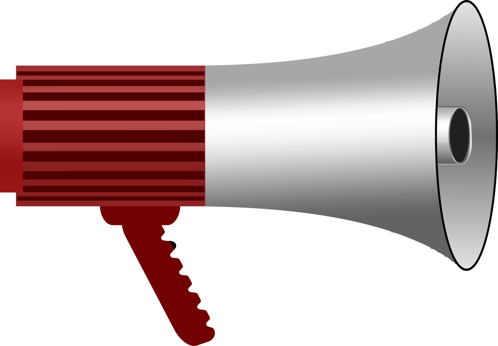 a red and silver megaphone on a white background