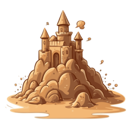 a sand castle on a white background