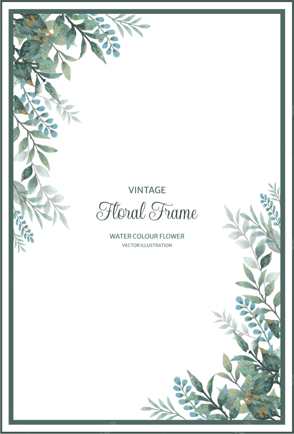 a floral frame with green leaves and branches