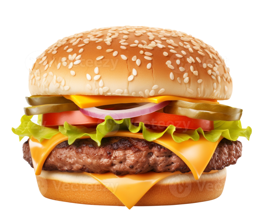 a hamburger on a white background