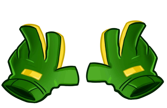 a pair of green and yellow gloves