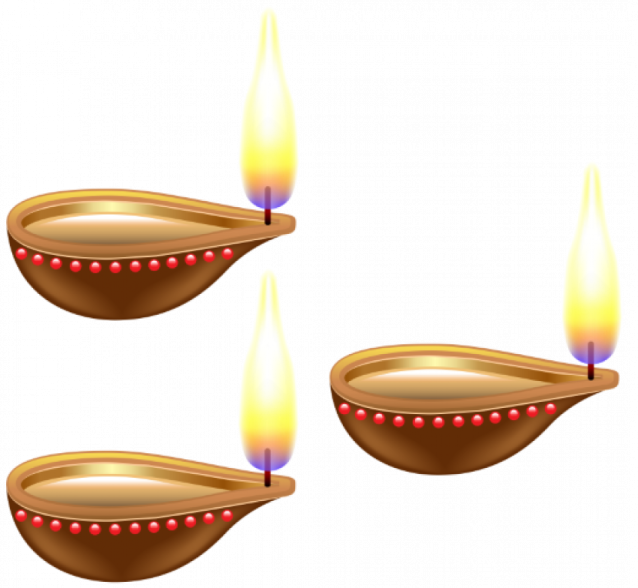 a set of three oil lamps with red lights