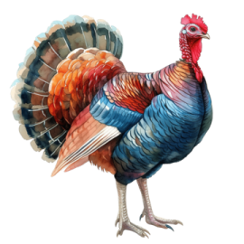 a painting of a turkey on a white background