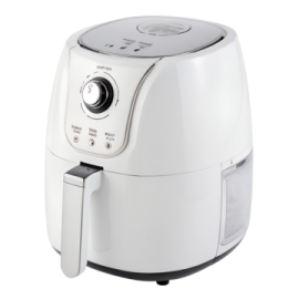 a white air fryer with the lid open