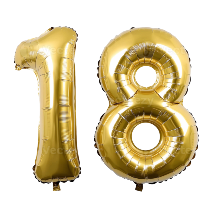 gold foil balloon number 18