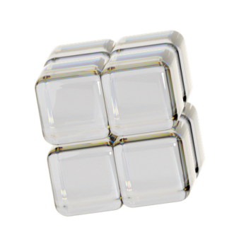 an image of a white cube with four squares