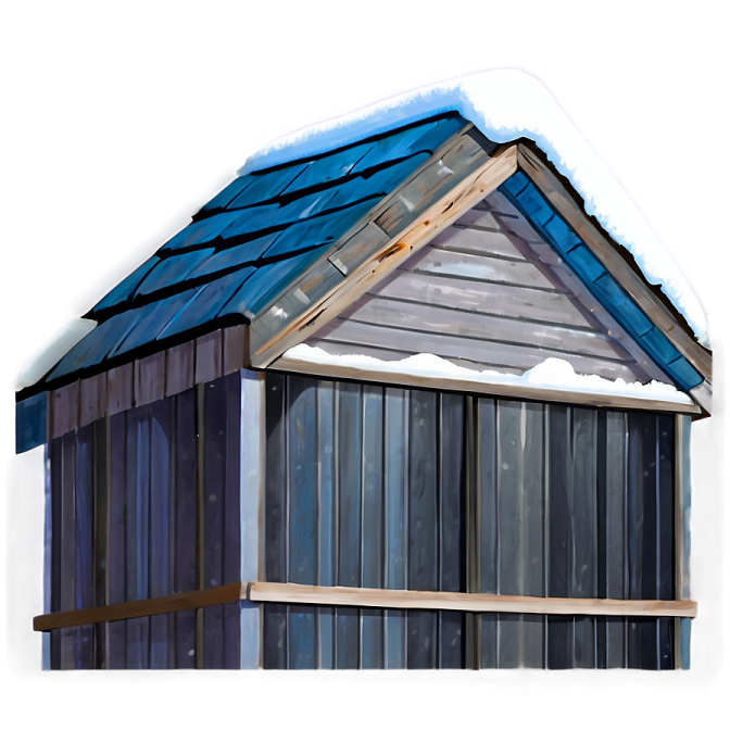 a drawing of a house with a blue roof