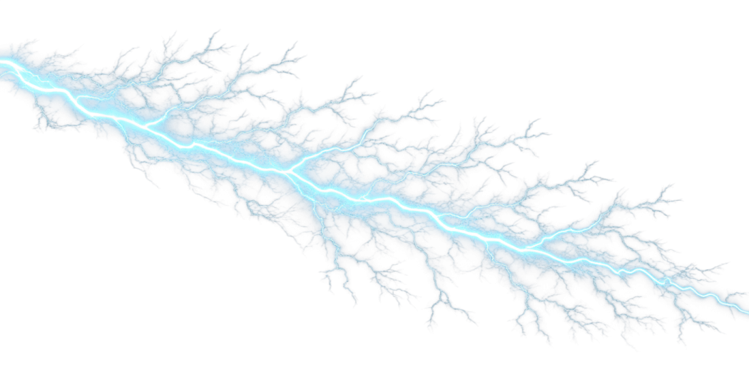 a blue lightning bolt on a white background