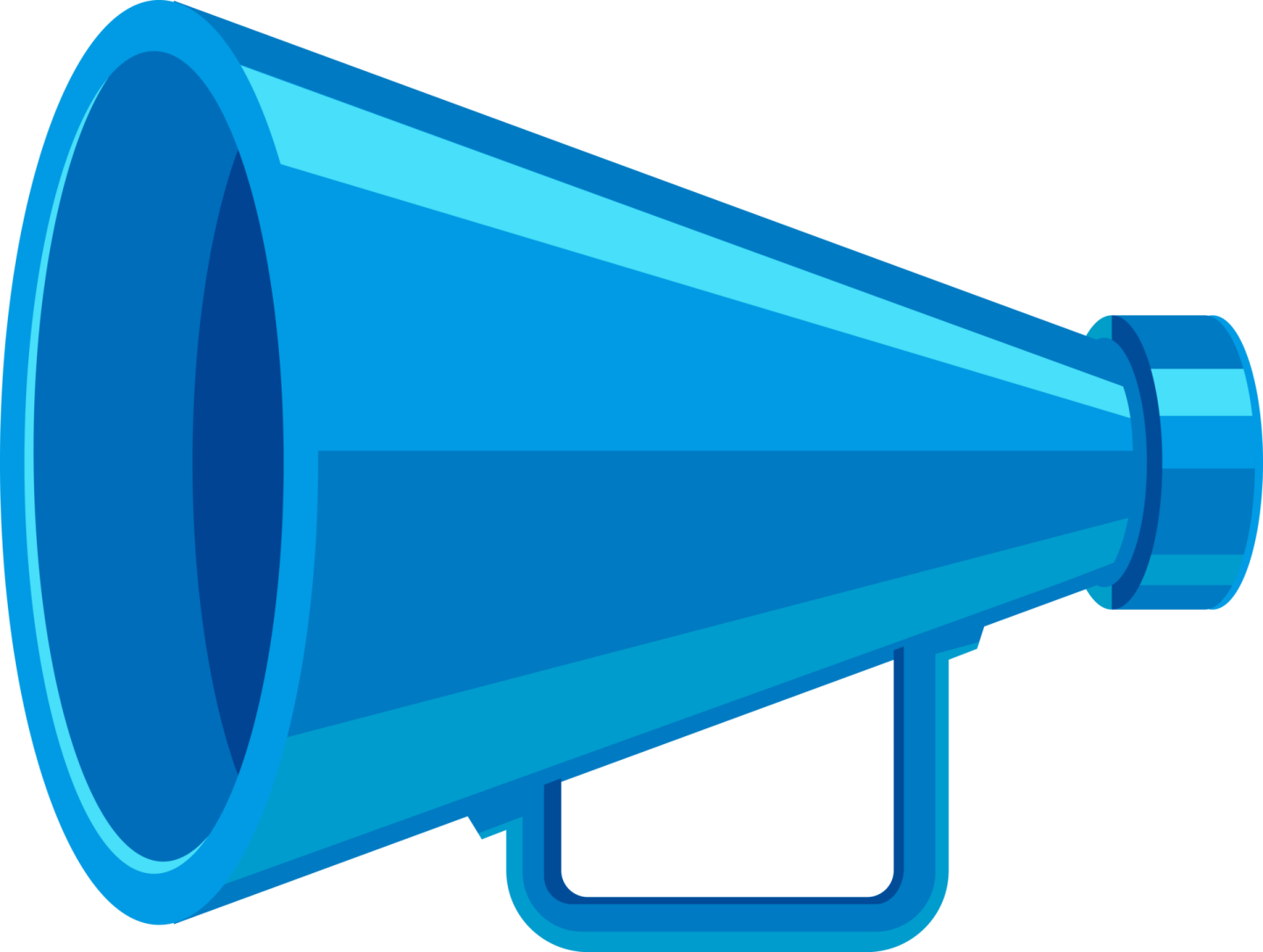 a blue megaphone on a white background