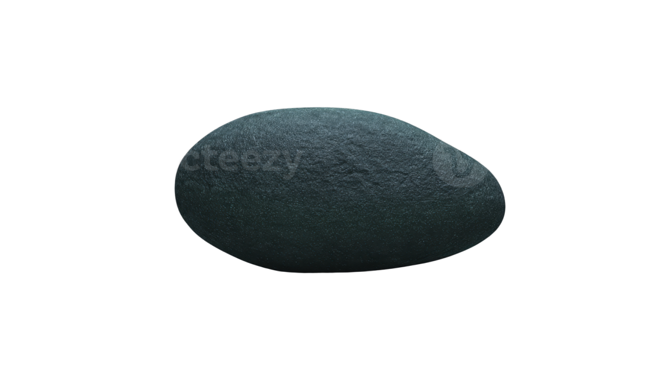 a black rock on a white background