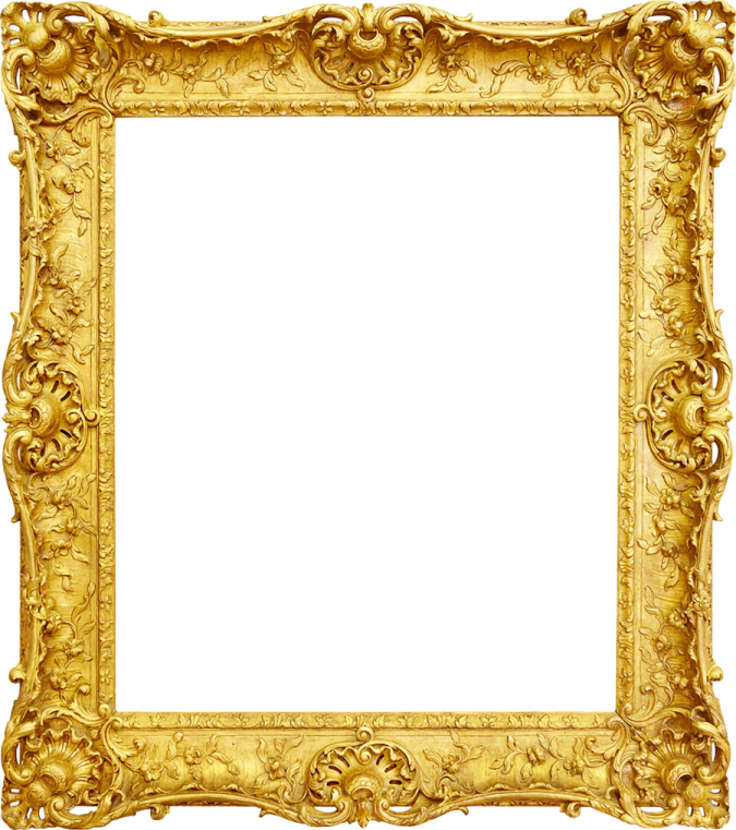 a gold frame on a white background