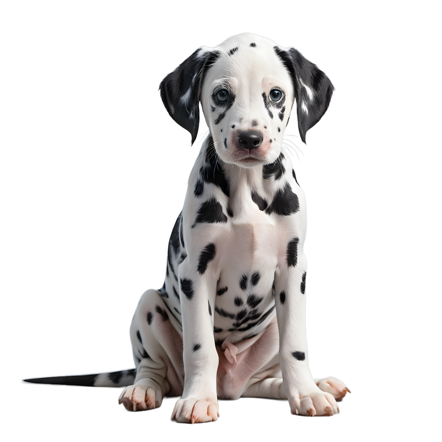a black and white puppy sitting on the floor