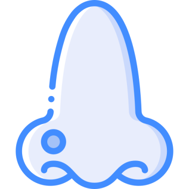 a white ghost with blue eyes and black nose