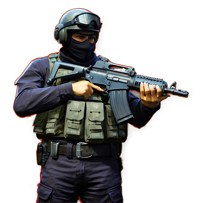 a man with a gun in his hand