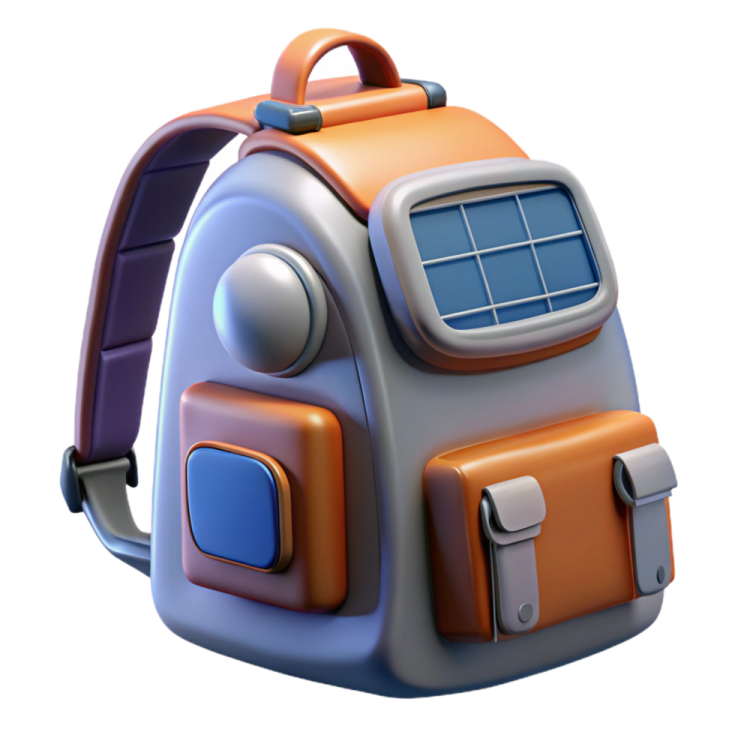 a backpack with a headphone attached to it