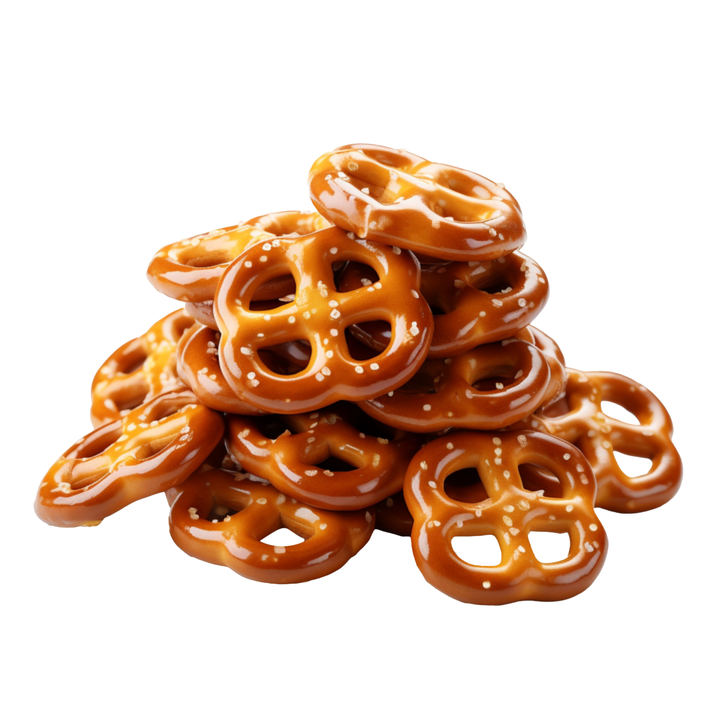 a pile of pretzes on a white background