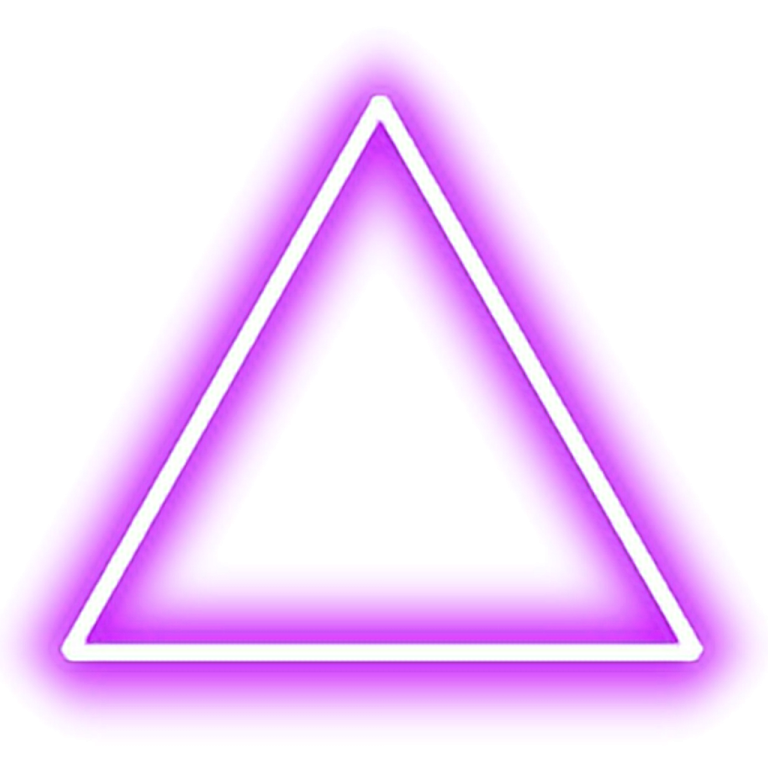 a neon triangle on a white background
