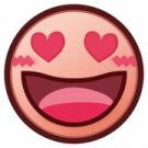 a smiley face with hearts on it