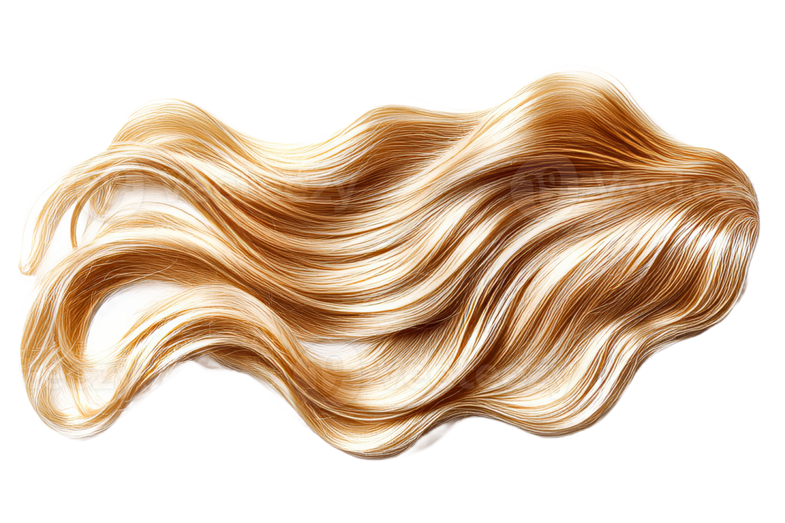 a woman's long blonde hair on white background