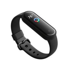 a black smart watch with an apple watch on it