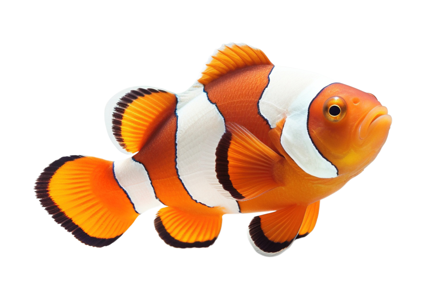 an orange clown fish on a white background