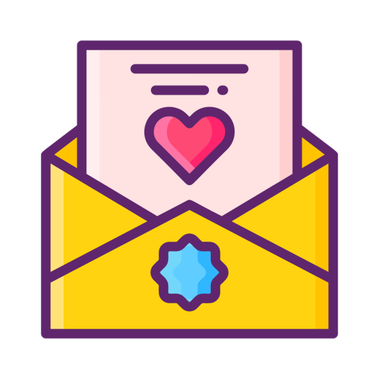 an open envelope with a heart in it
