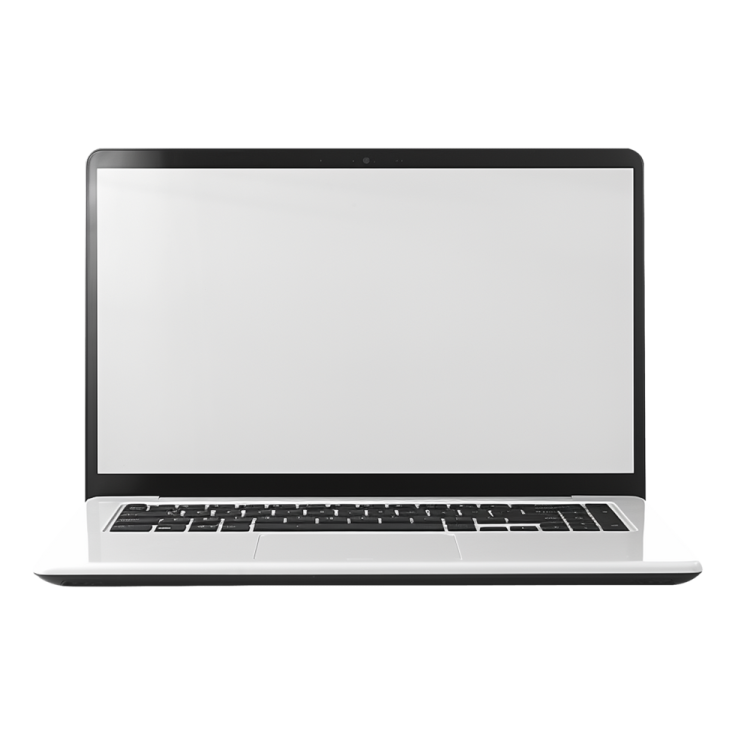 a laptop with a blank screen on a white background