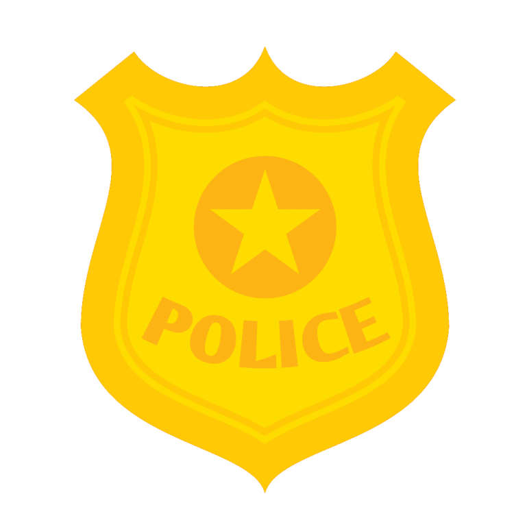 a yellow police badge