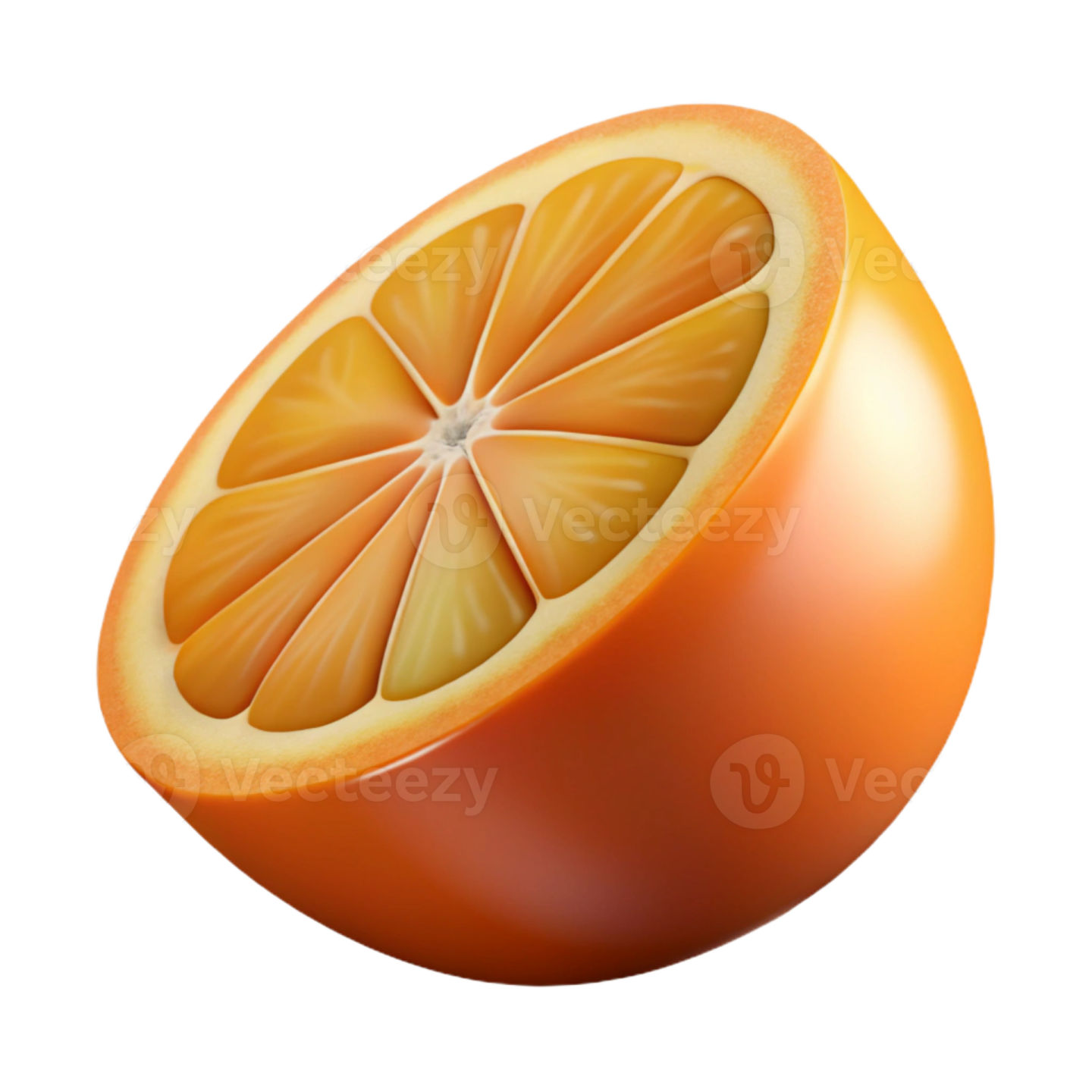 an orange fruit with a slice cut in half