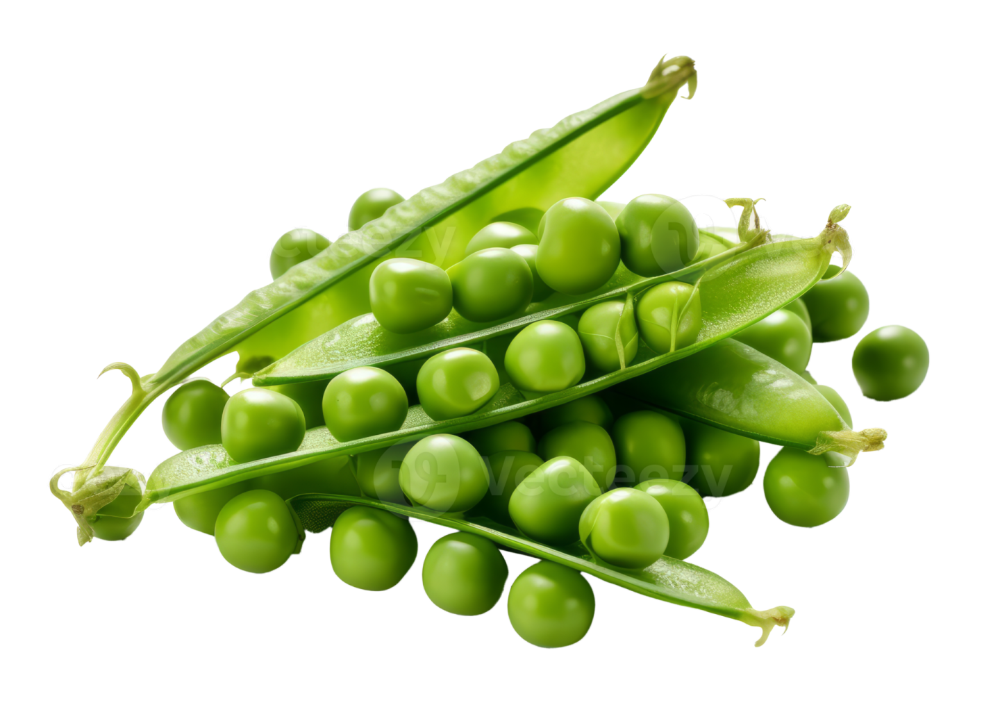 green peas on a white background