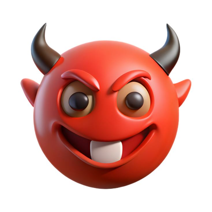 a red ball with horns and horns on it