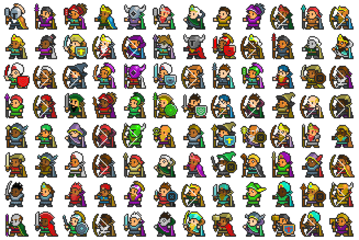 a large set of cartoon characters