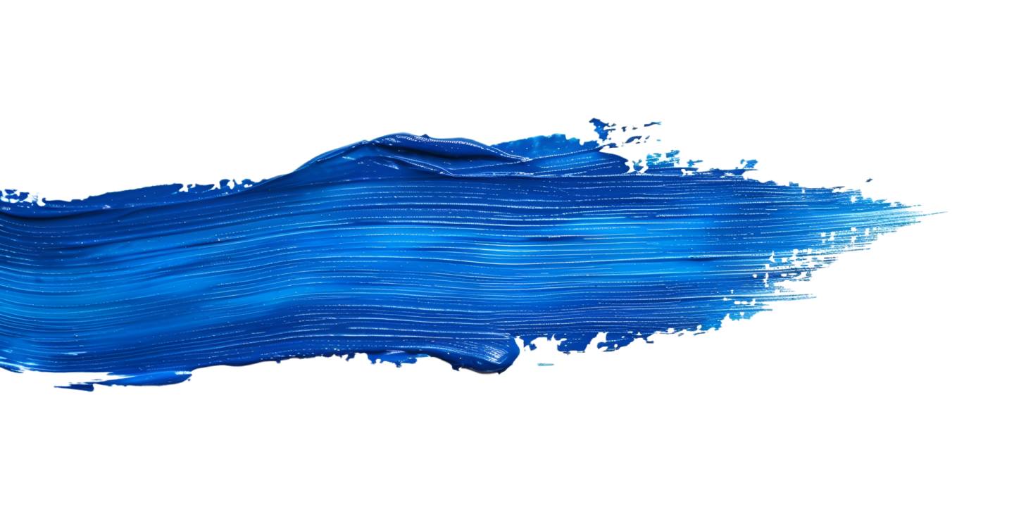 a blue paint stroke on a white background