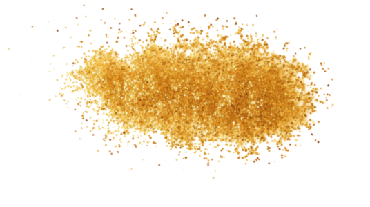 a pile of gold glitter on a white background