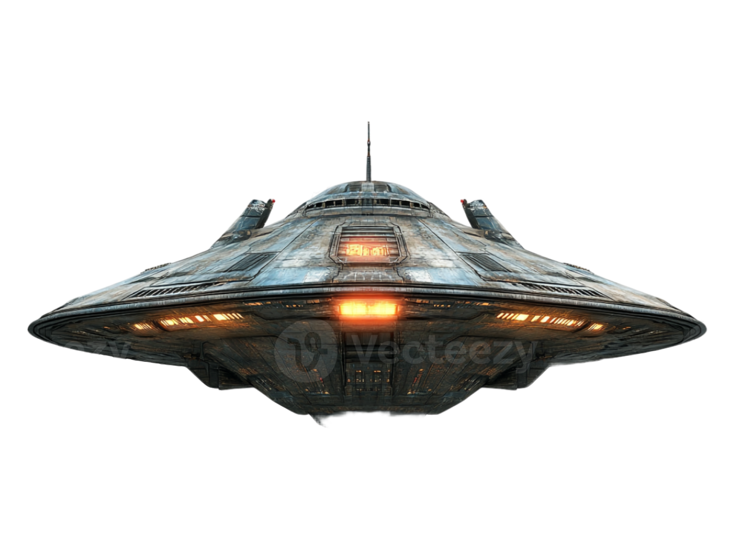 a spaceship flying over a white background