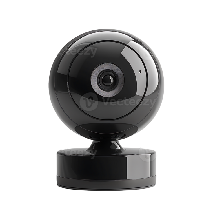 a black webcam on a white background