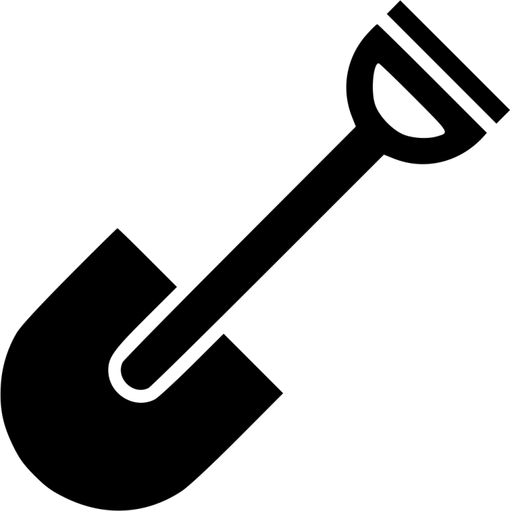 a shovel icon on a white background