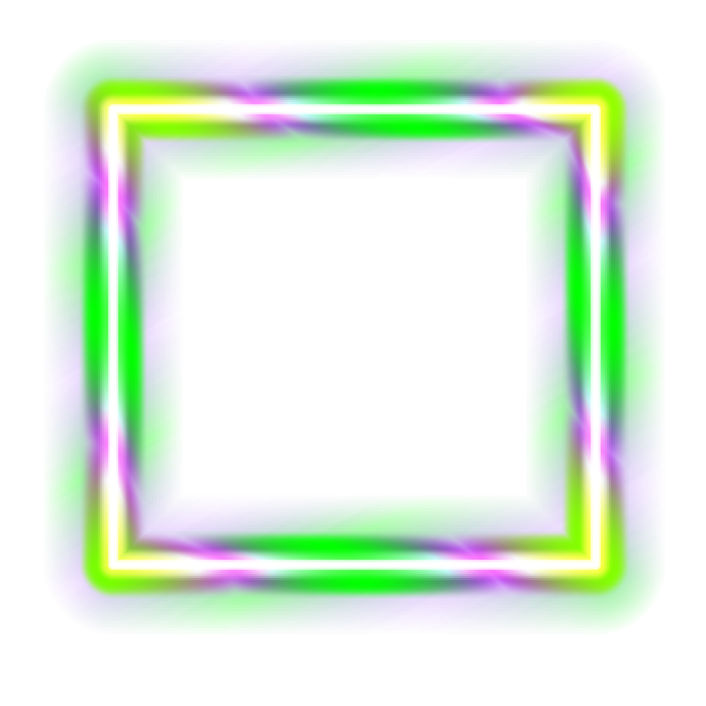 a square neon frame on a white background
