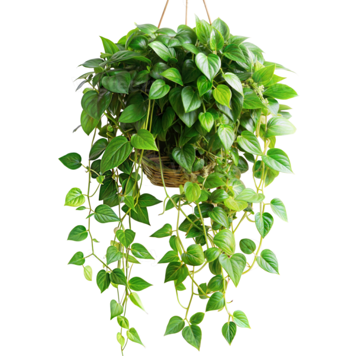 a green plant hanging on a white background