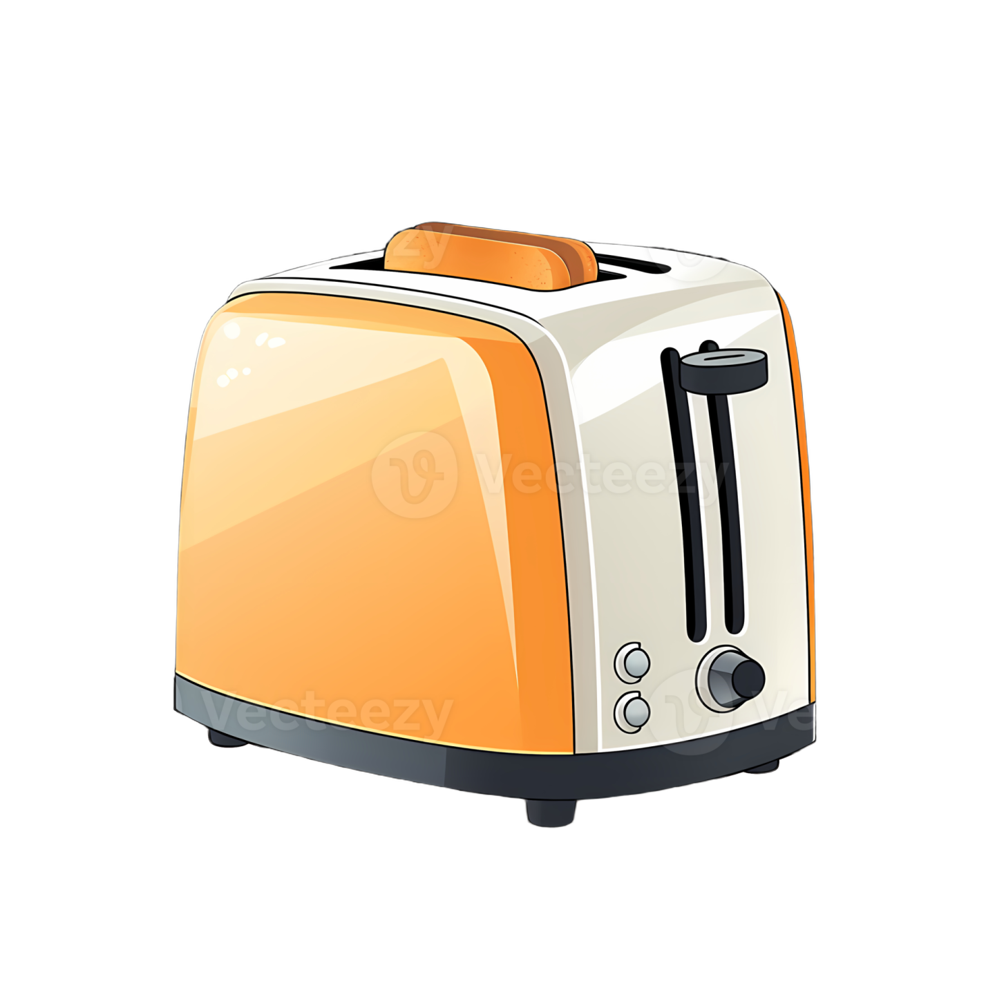 an orange toaster on a white background