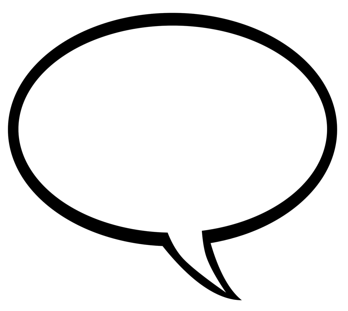 a black and white speech bubble