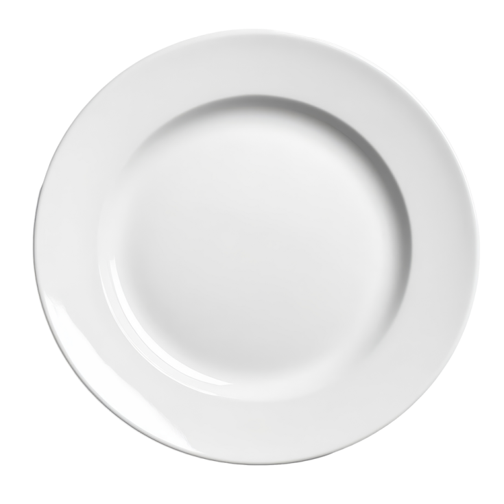 an empty white plate on a white background