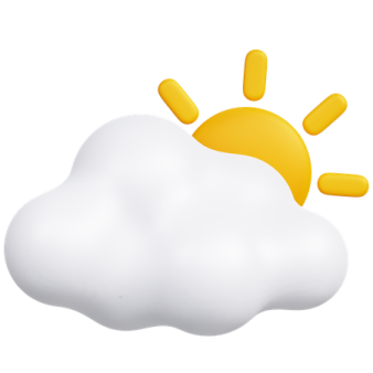 a white cloud with yellow sun on top