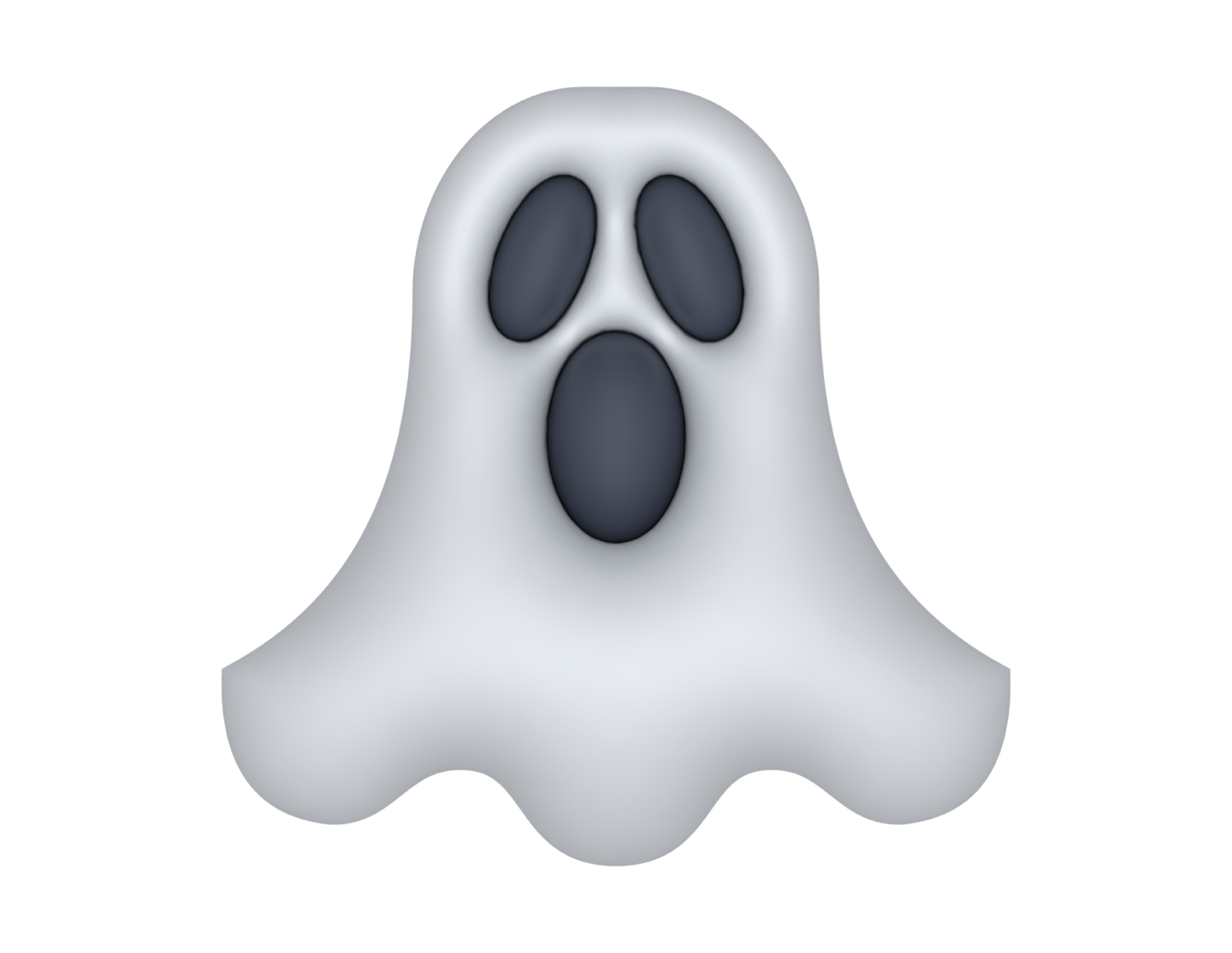 a white ghost with black eyes