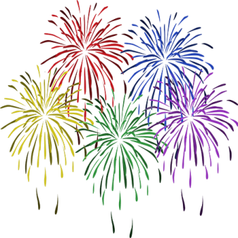 a group of colorful fireworkss