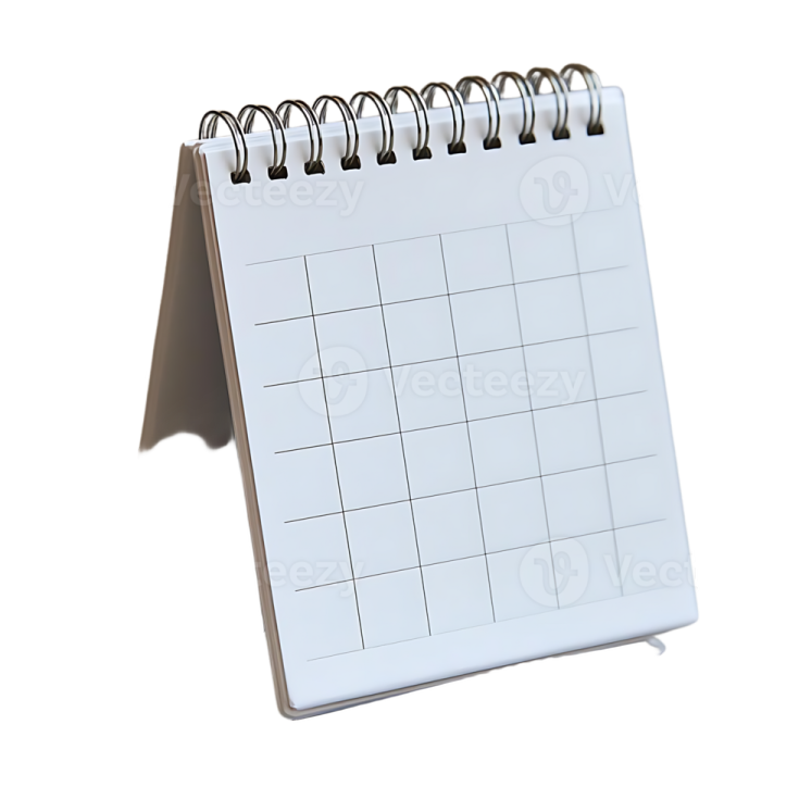 a calendar on a white background with clipping
